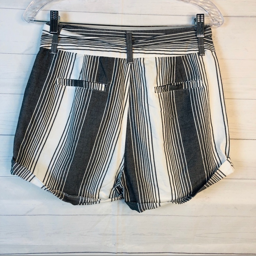 Harmony Black/ white striped Tie Waist shorts - Picture 3 of 4